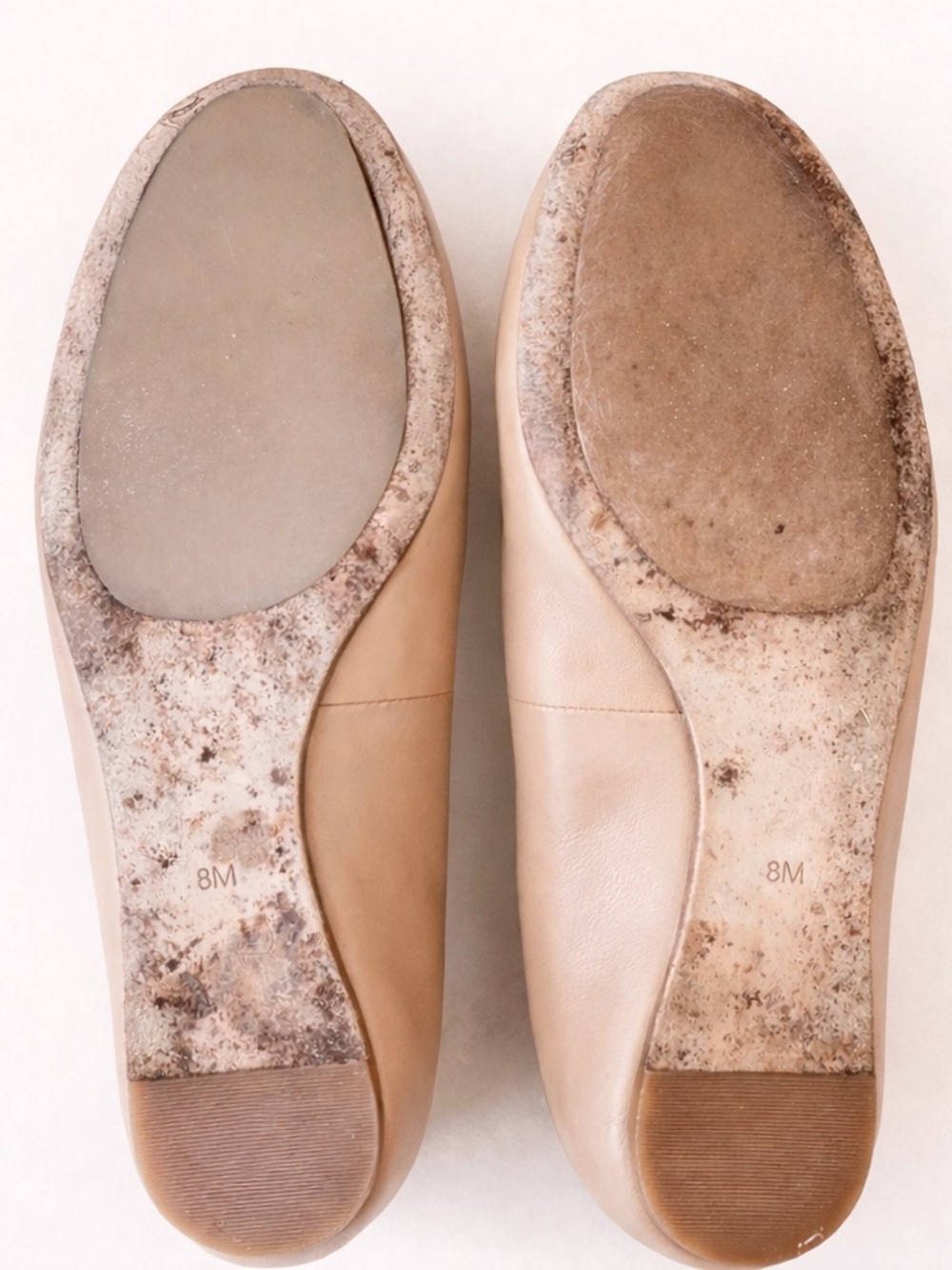 Tory Burch Ballet Flats Leather Logo Beige Size 8M - Picture 9 of 10